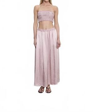 NEW ENZA COSTA textured satin smocked top in rose blush